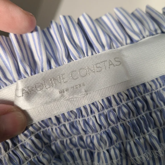 Caroline Constas "Lou" off the shoulder striped cotton blue/White top - Picture 11 of 11